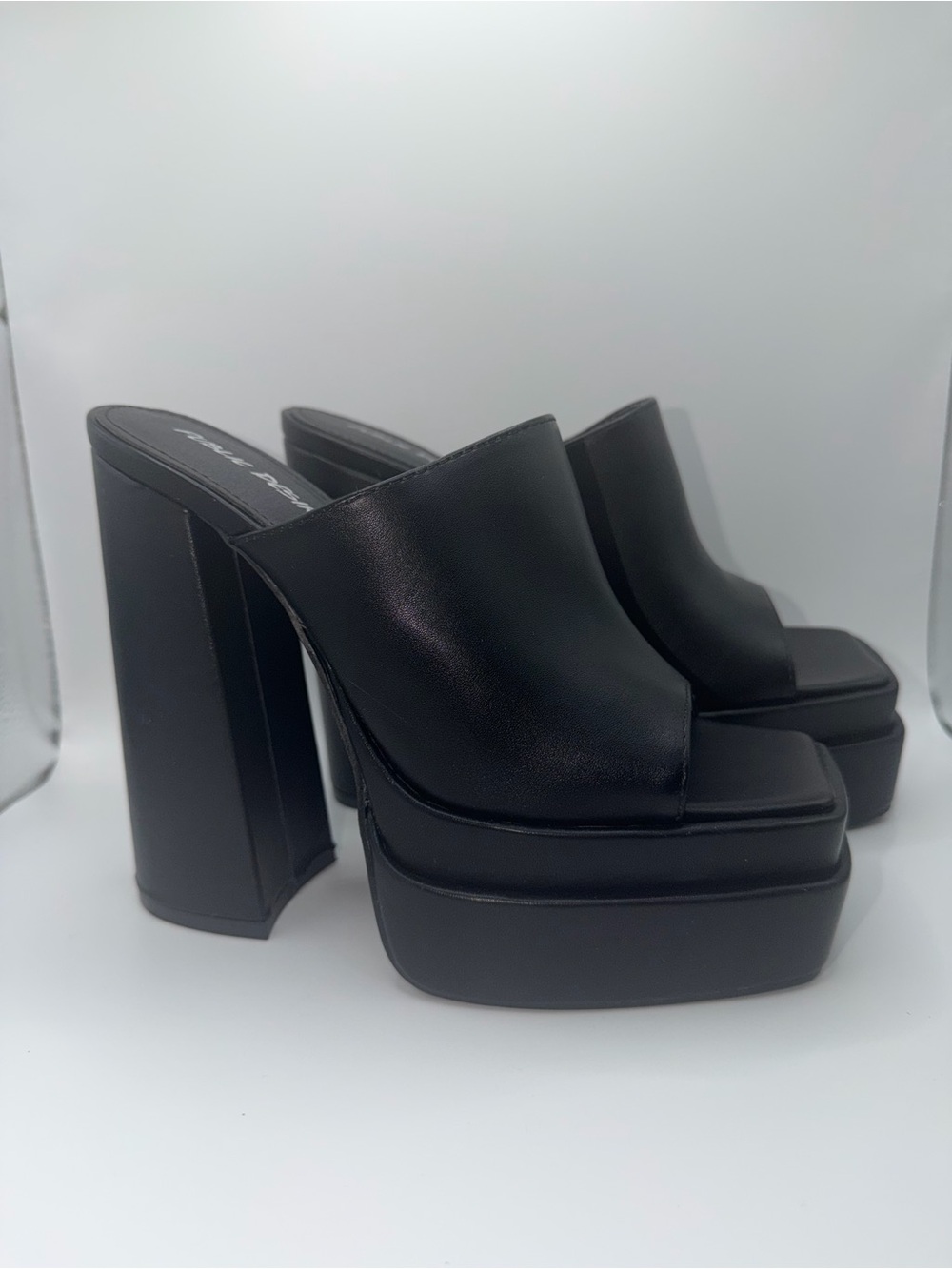 Public Desire Black Chunky Platform Mule Heels